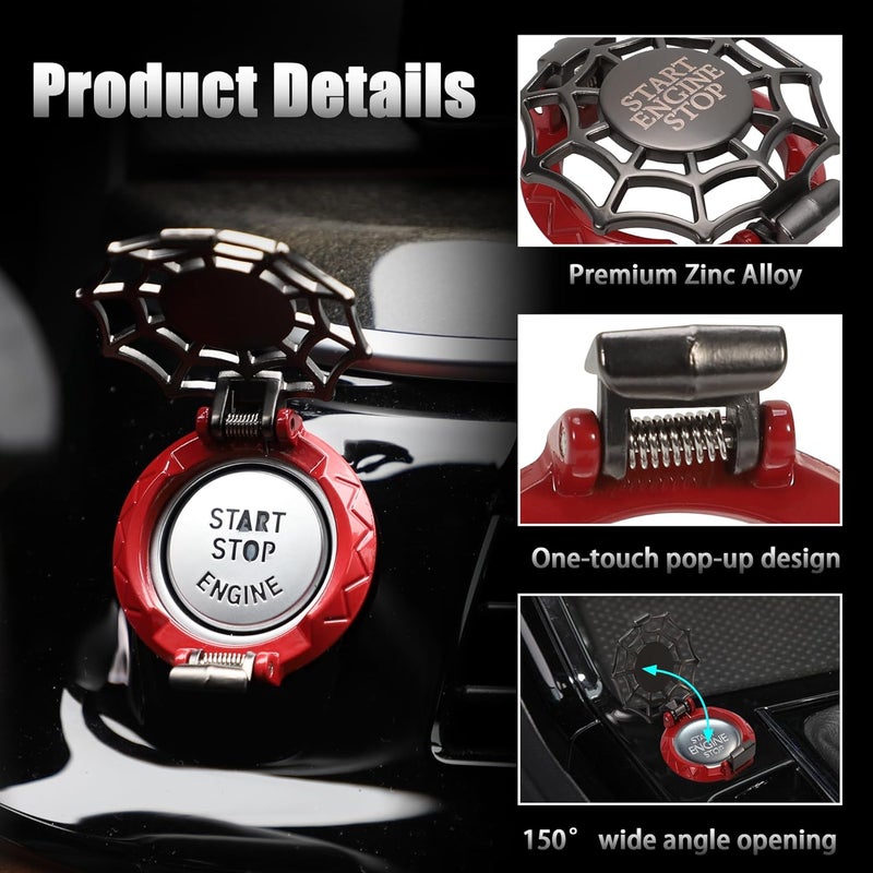 TOMALL Car Push Start Button Cover Universal for Car Motorcycle Press Engine Start Stop Button Trim Anti-Scratch Engine Ignition Ring Protective Cover Universal for Car Accessories (Red) - Image 4